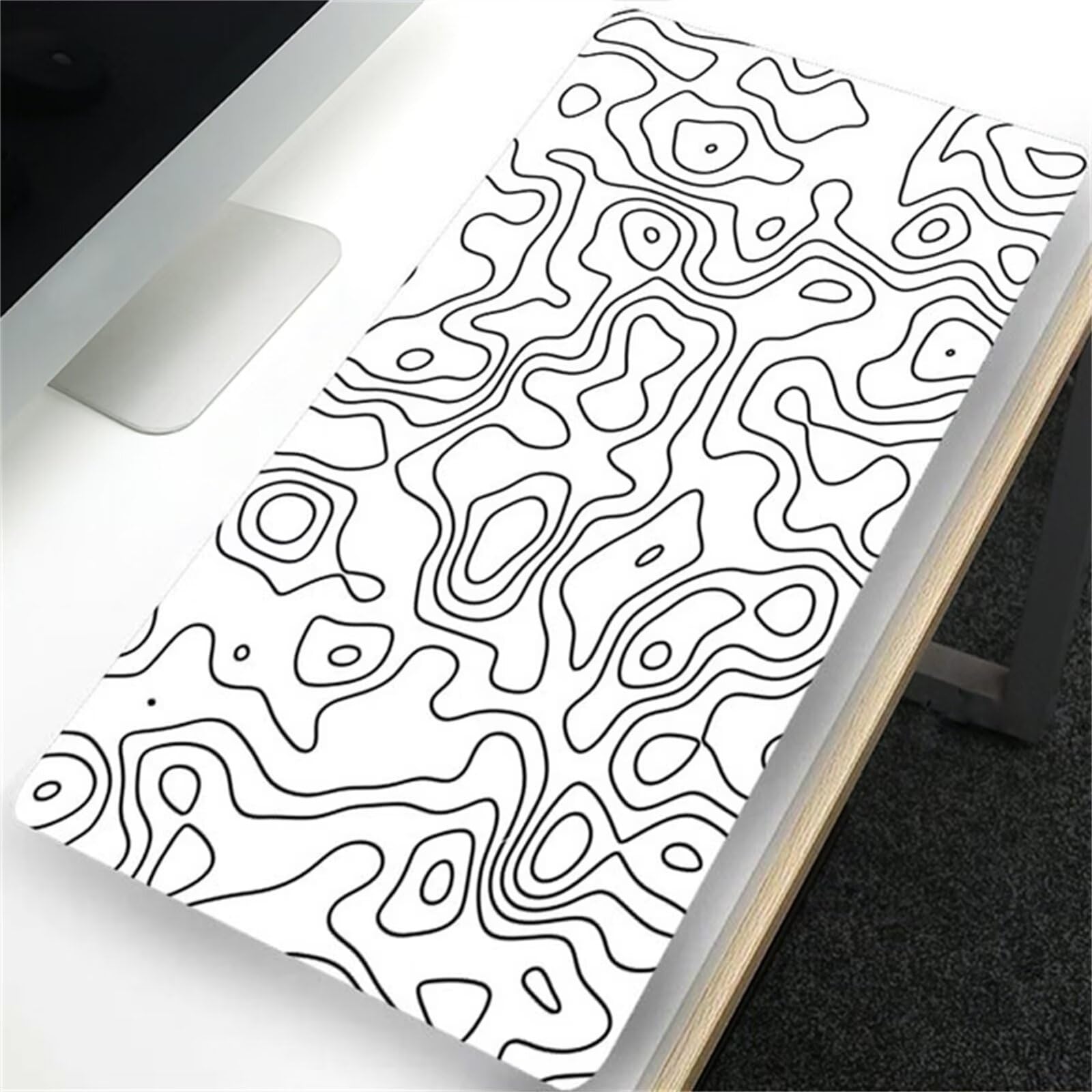 XXL Gaming Mauspad 1200x600x2mm - Mousepad Groß - Tischunterlage Large Size - Weiches Tastatur Matte - verbessert Präzision und Geschwindigkeit - Weiß Schwarz Topographie