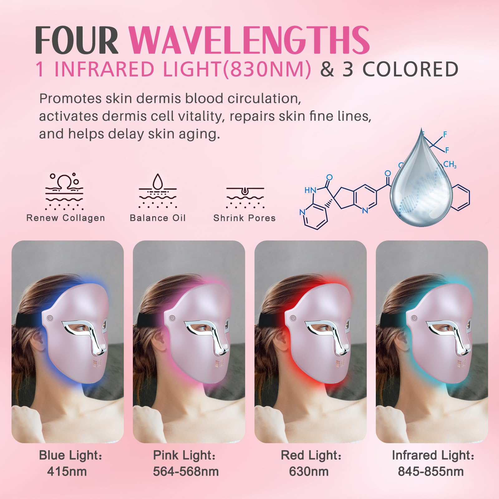 FSA Red Light Therapy Mask for Face : Acne Removal,Wrinkles Redness,Wirless Remote,Salon Grade HSA Infrared Face Mask, Anti Aging Skincare for Home,2000mAh Rechargeable Led Light Therapy Facial Mask