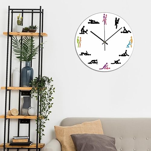 Miniatura 6 de Reloj de pared para regalo del día de San Valentín, estilo vintage, 12 posiciones, hacer el amor, reloj de pared de PVC de 15 x 15 pulgadas, reloj