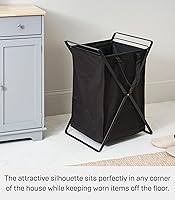 Vista 3 de Yamazaki Home Tower - Cesta para ropa sucia con forro de algodón, grande, 25.2 pulgadas, acero + algodón, 20 galones, 75 litros