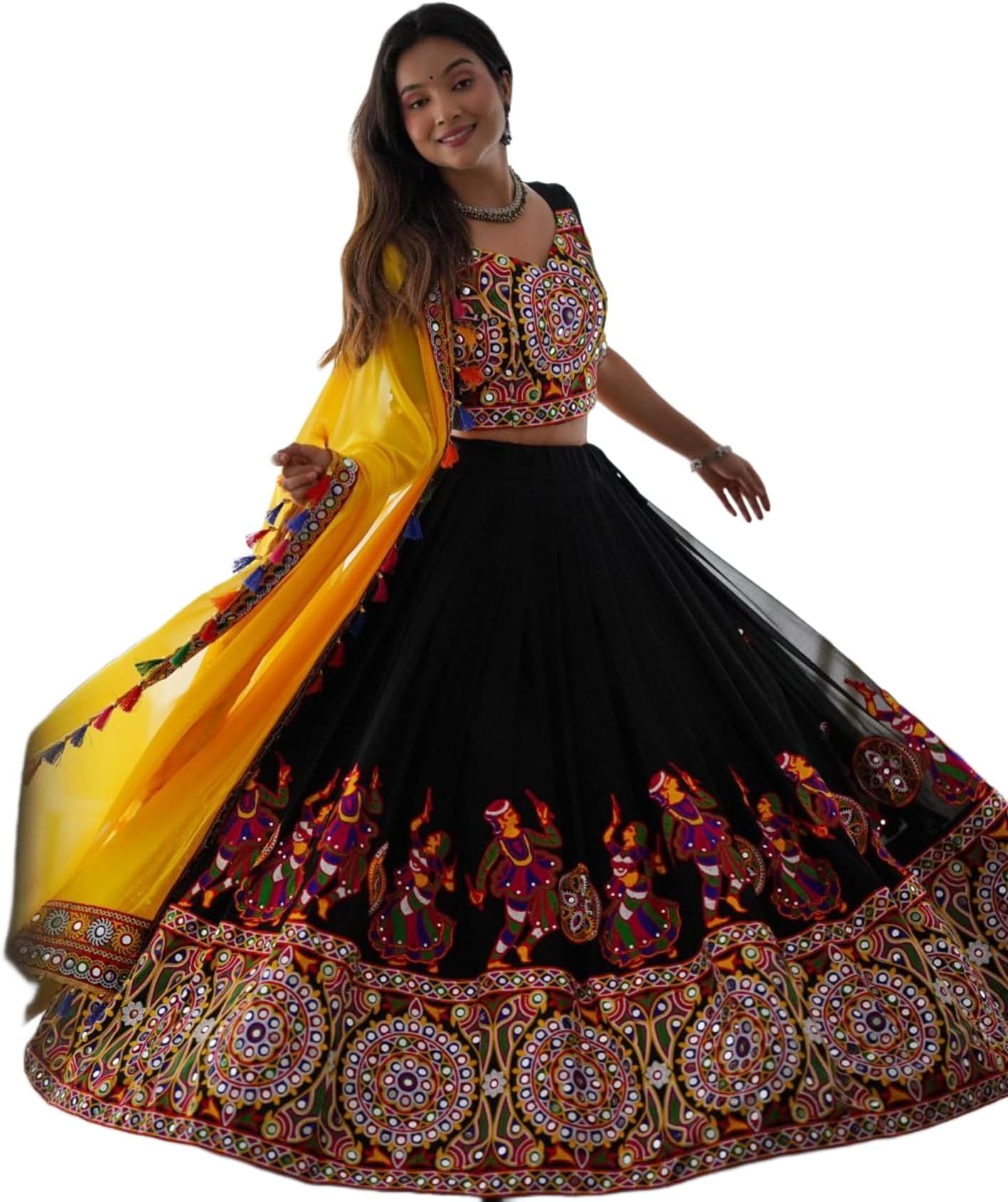 Futra Gabha Womens Indian Lehenga Choli Set | Traditional Mirror Work Lehenga Choli and Dupatta | Gujrati Lehenga Set