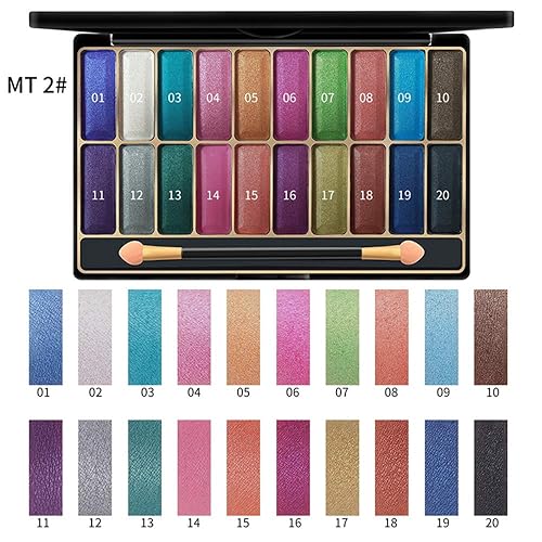 Miniatura 2 de DISAAR Beauty Paleta de sombra de ojos húmedos de 20 colores brillantes con purpurina en polvo de talco dorado 3D, impermeable, tecnología nano