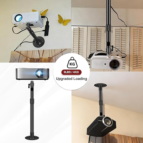 Miniatura 6 de 2-Be-Best Soporte para proyector mejorado, proyector extensible, montaje en techo, montaje en pared, con longitud extensible, 14-24 pulgadas