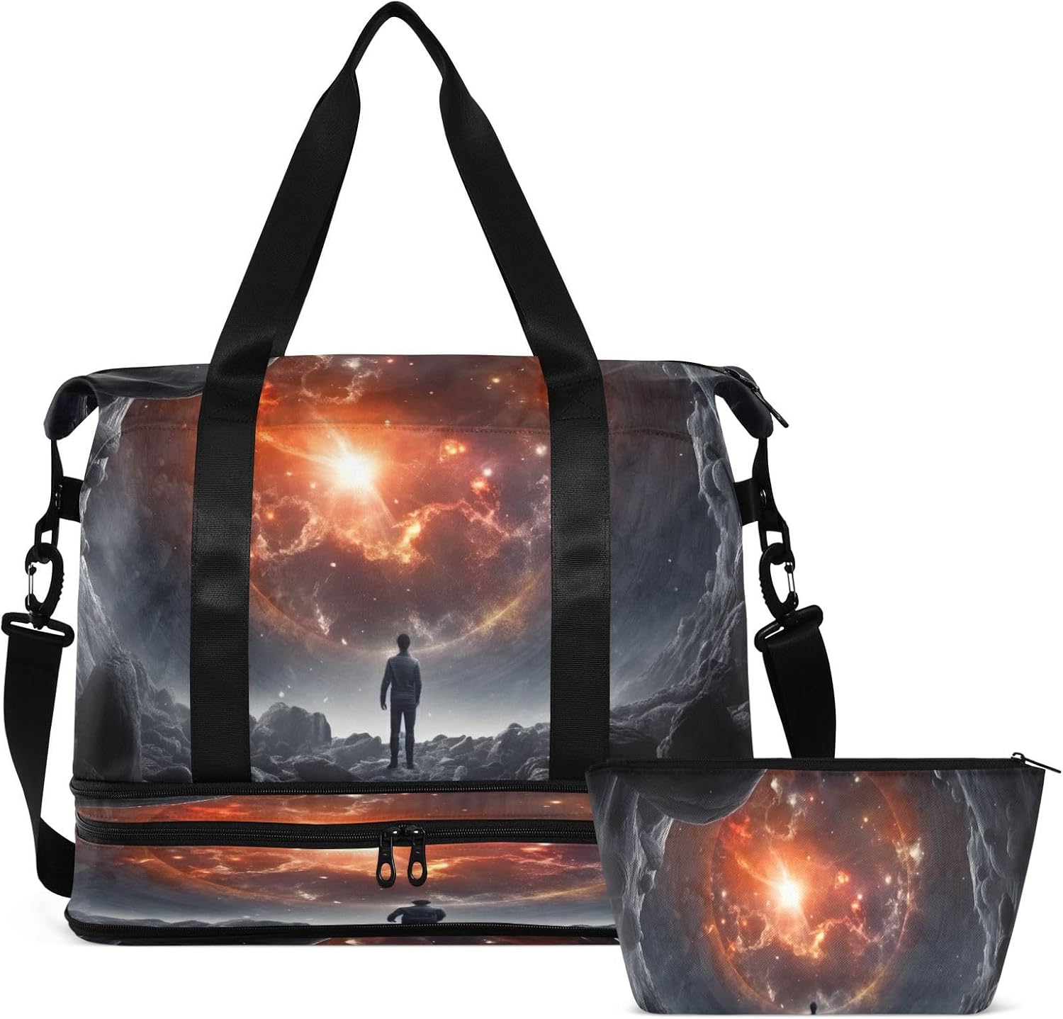 xigua Gym Bag Astronaut Travel Duffel Bag - Sports Gym Bag with Dry Wet Pocket Cosmetic bag & Shoes Compartment for Women and Men