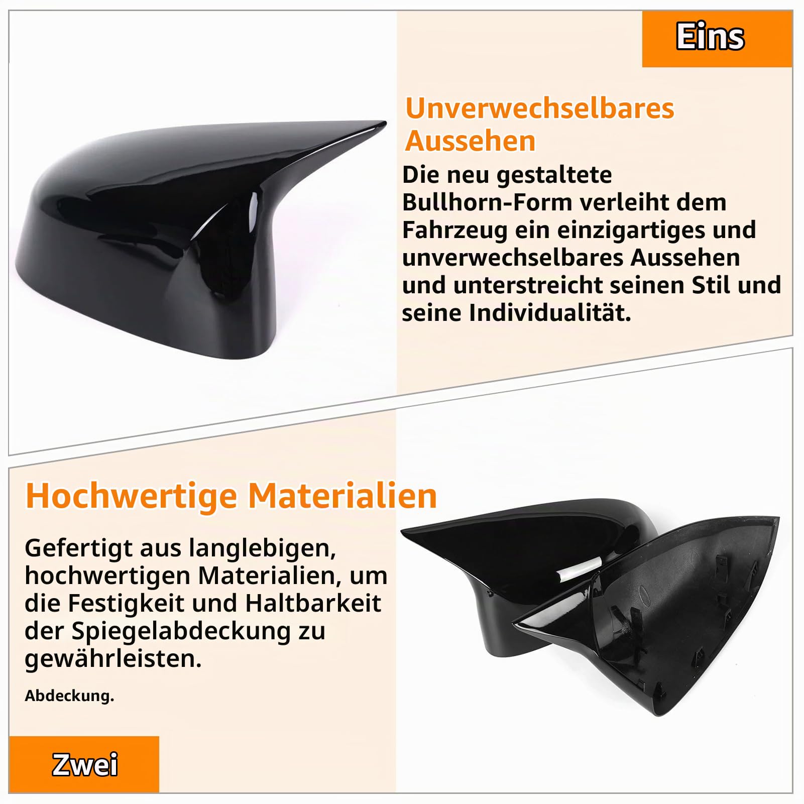 Kompatibel mit Auto Rückspiegel Abdeckung BMW X3 G01/X4 G02/X5 G05/X7 G07 2019-2024,X6 G06 2020-2024 Seitenspiegelgehäuse bmw Spiegelkappen X3 X4 X5 X6 X7 Links+ Rechts (Glanz Schwarz)