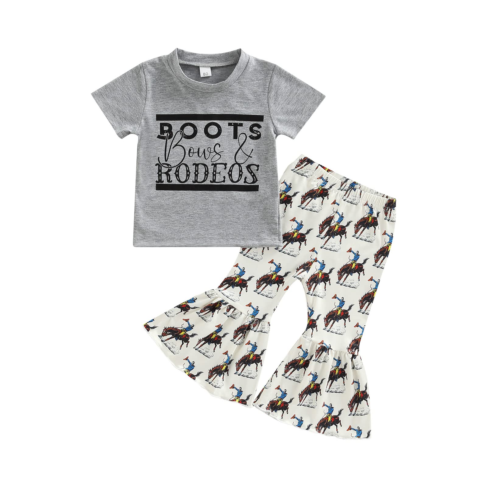 Toddler Baby Girls Letter Outfits Set Long Sleeve Tops + Leopard Bell Bottom Pants Autumn Clothes