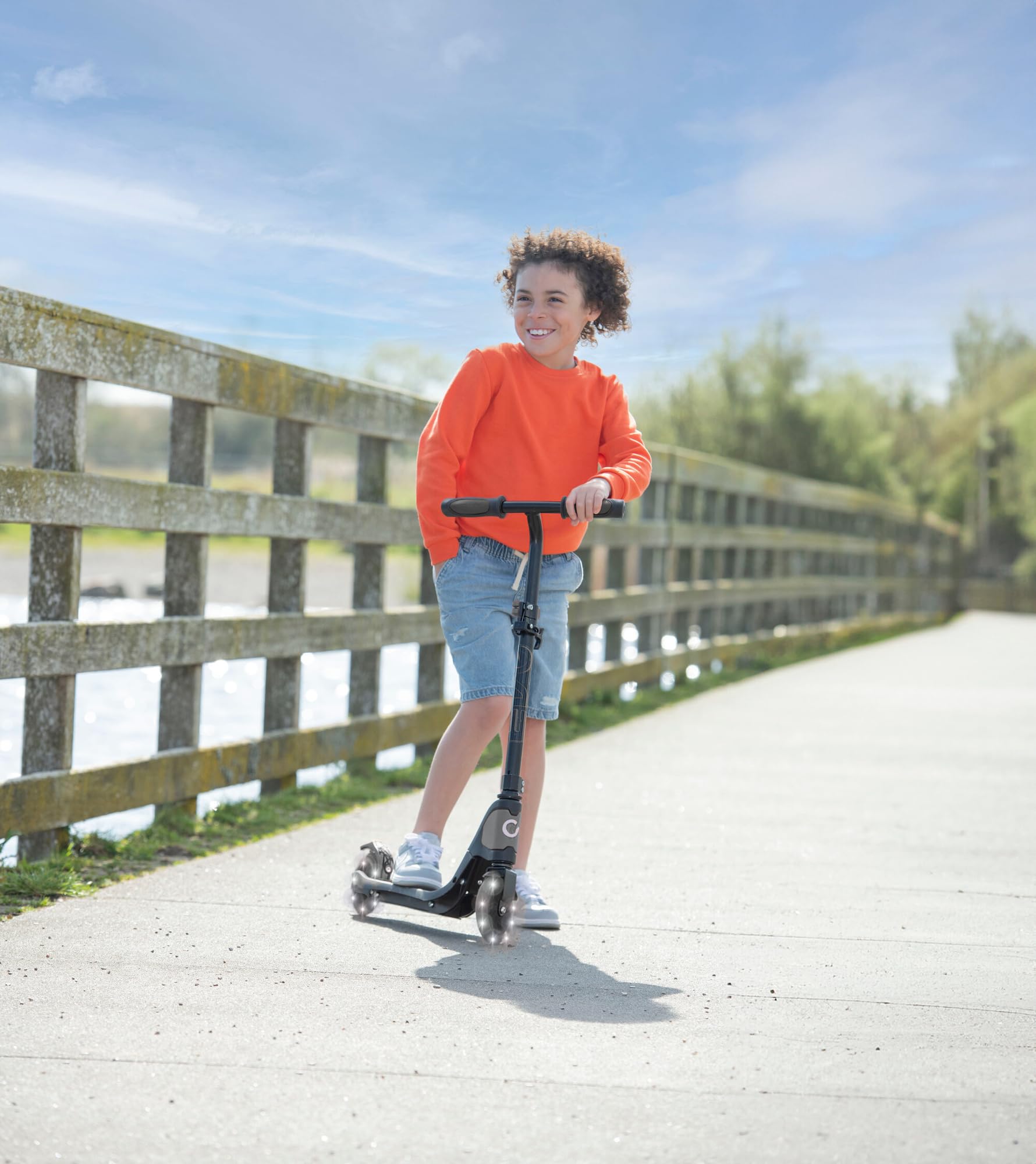 Evo Trottinette Pliable Réglable pour Enfants Light Speed Noir Roues Lumineuses