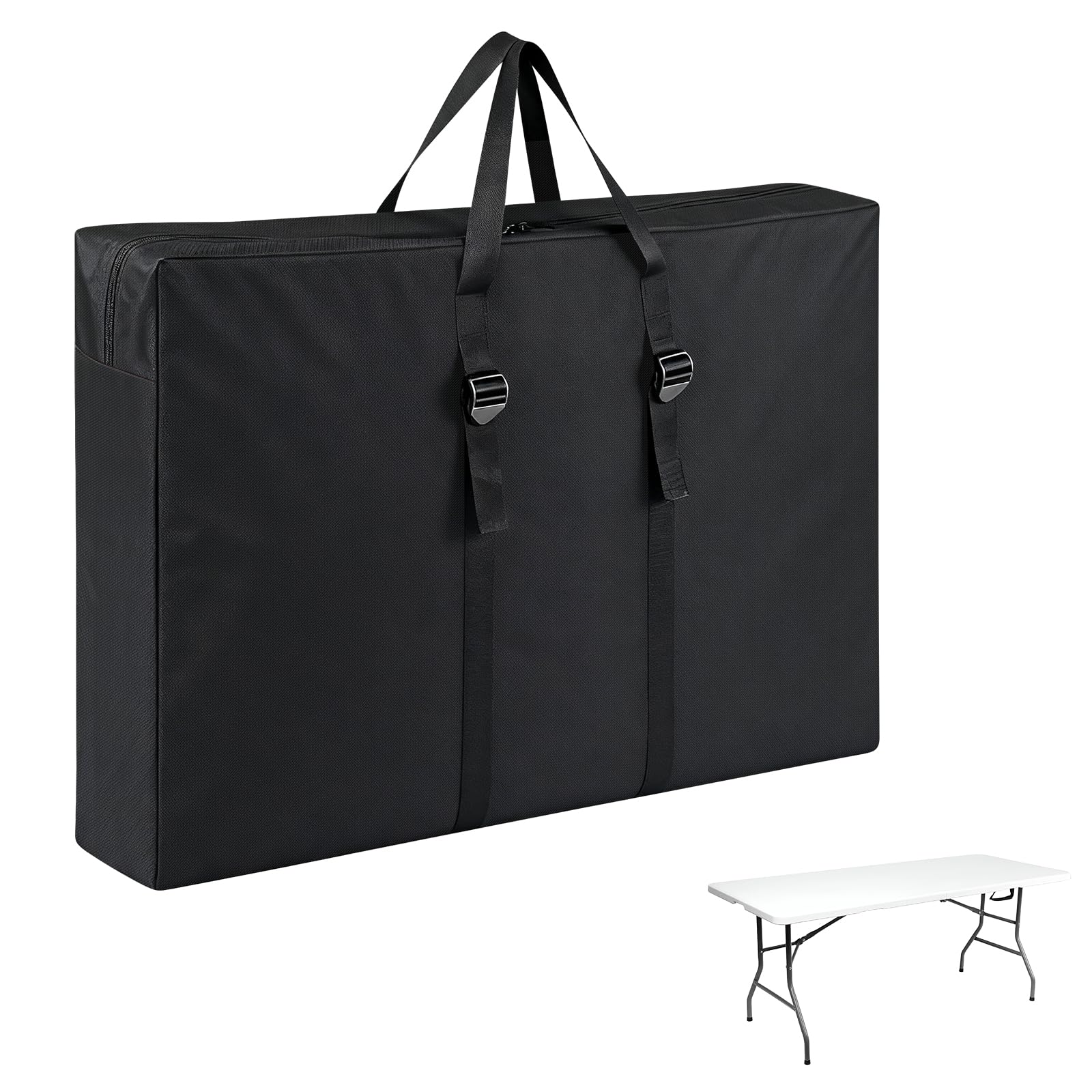 Flymer Folding Table Storage Bag, 94L x 12W x 77H cm 600D Heavy Duty Storage Bags for 6FT Folding Picnic Tables, Outdoor Camping Carry Bag Waterproof, Black (Cover Only)