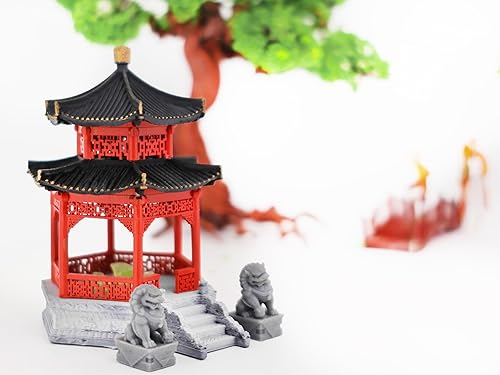 Miniatura 8 de KARESANSUI Pabellón chino tradicional - decoración de terrario, decoración de acuario chino, accesorios de jardín de hadas, decoración de paludario,