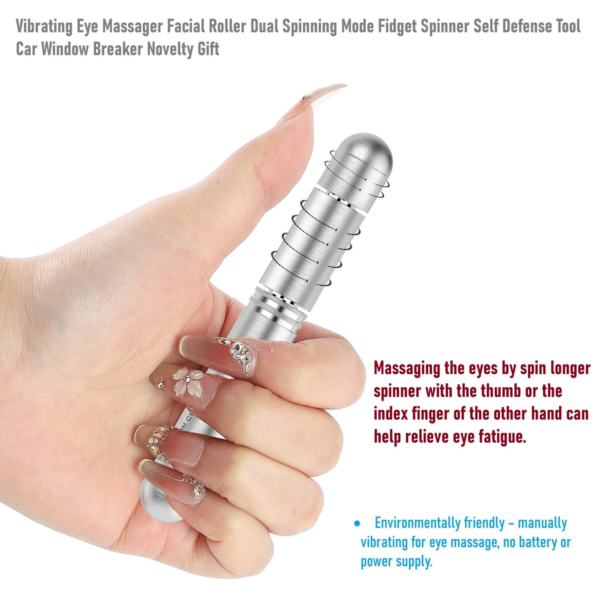 Amazon.com: Dual Spinning Mode Fidget Spinner Manual Vibrating Eye Massager Facial Roller Self Defense Tool Car Window Breaker Novelty Birthday Gift : Toys & Games Amazon.com: Dual Spinning Mode Fidget Spinner Manual Vibrating Eye Massager Facial Roller Self Defense Tool Car Window Breaker Novelty Birthday Gift : Toys & Games
