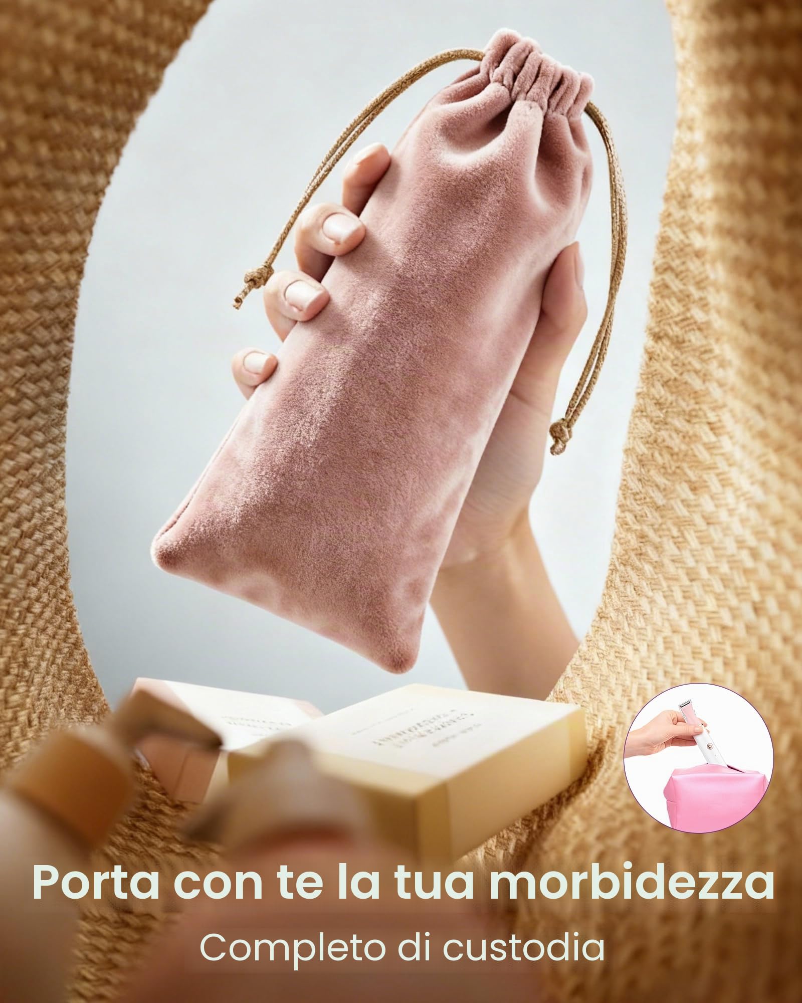 Rasoio Elettrico Donna Parti Intime: 4 in 1 Indolore Depilatore Corpo Donna per Viso, Corpo, Sopracciglia, Gambe e Ascelle, Uso Bagnato e Asciutto, Senza Filo, USB-C Ricaricabile con Borsa, Regalo