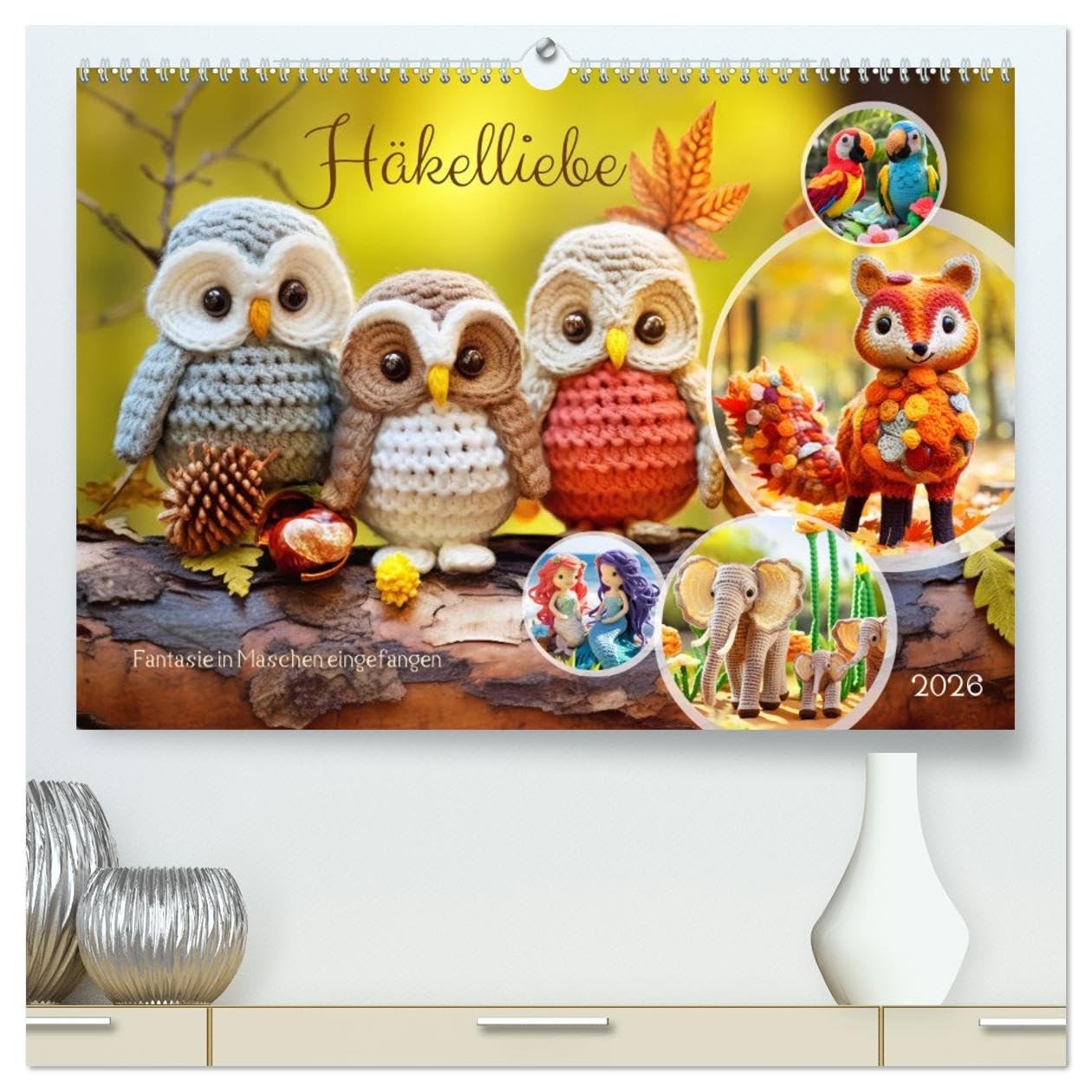 Häkelliebe - Fantasie in Maschen einfangen (hochwertiger Premium Wandkalender 2026 DIN A2 quer), Kunstdruck in Hochglanz: Ein Jahr voller Liebe und ... einem Hauch von Häkelliebe. (CALVENDO Hobbys)