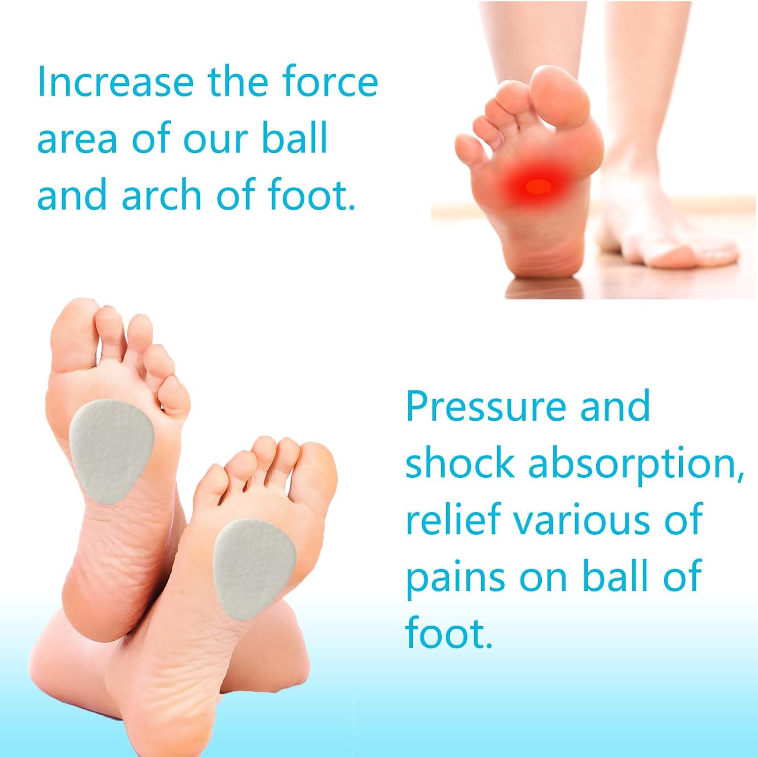 Metatarsal Pads for Women and Men 40 Pieces, Felt Ball of Foot Cushion, Adhesive Forefoot Pads Forefoot Cushion Pads, Foot Pads for Forefoot and Sole Support, Metatarsalgia Mortons Neuroma