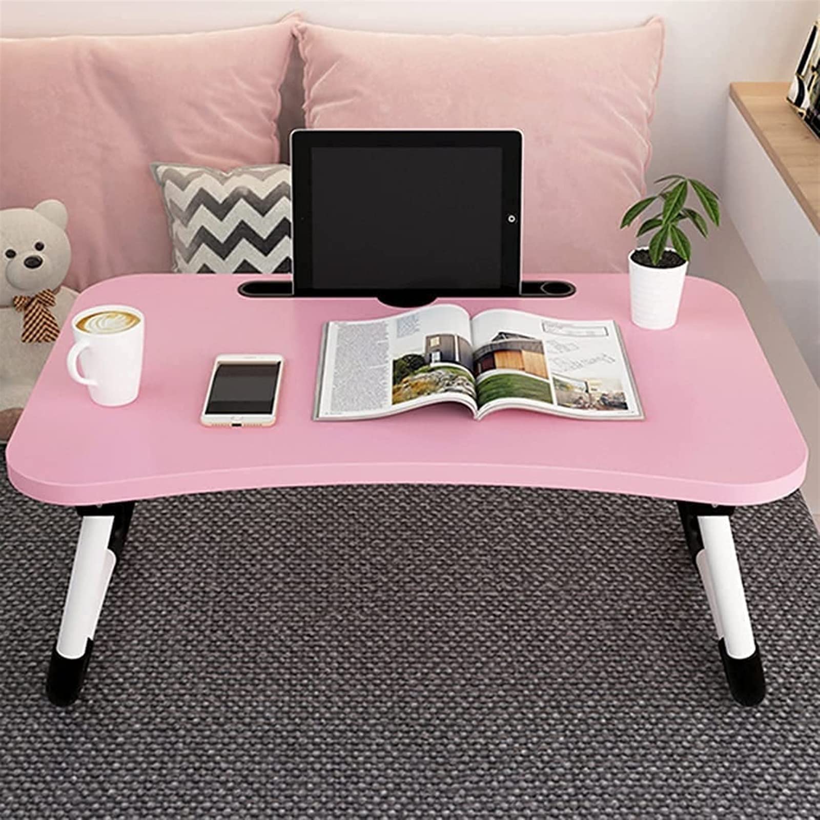 Table Pliante de lit, Plateau Pliable pour Ordinateur Portable, Support pour canapé, Table de Sol pour Les Repas, Portable et multifonctionnelle