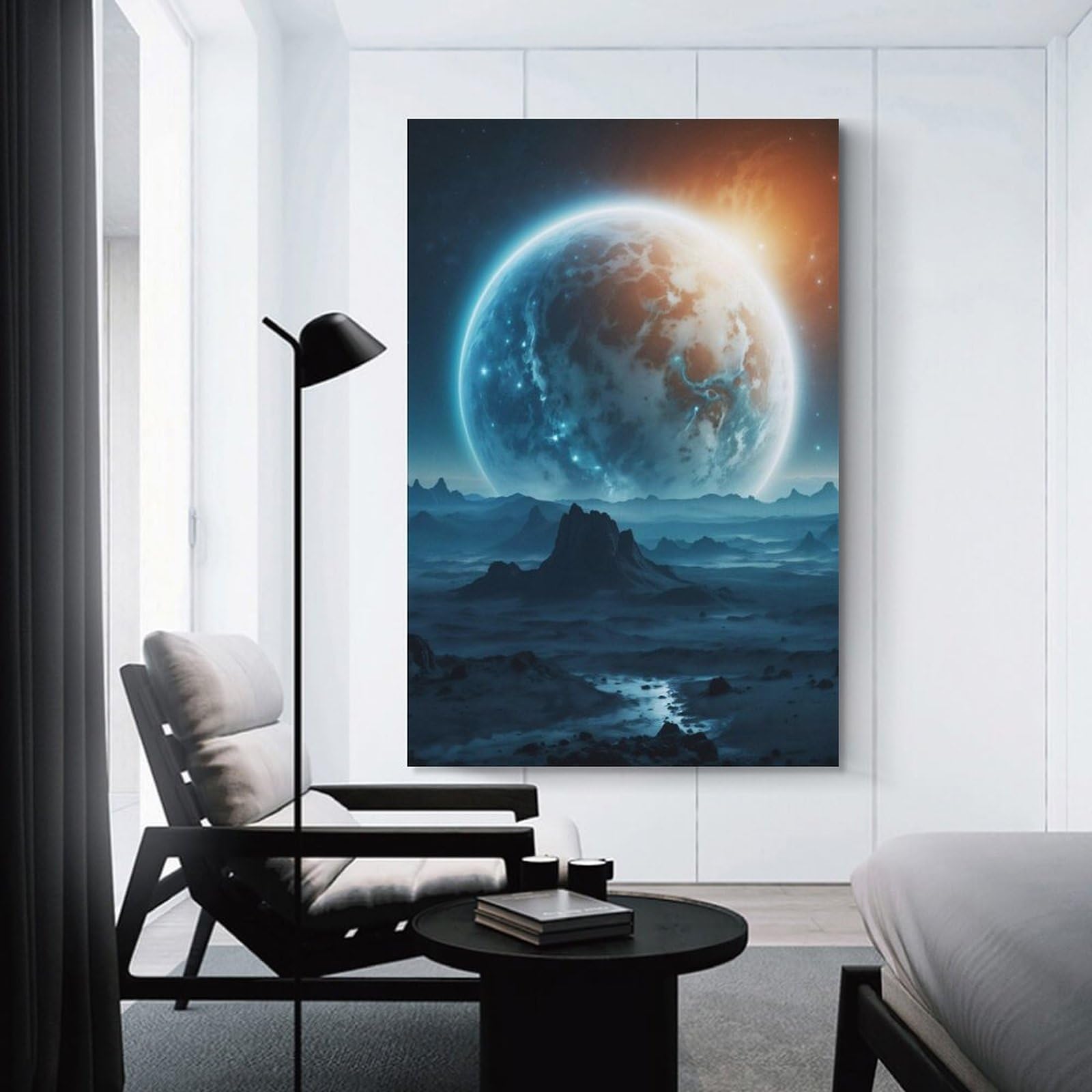 Junmoney Canvas Wall Decor Earth A Blue Marble, 24x36inch(60x90cm), for Living Room, Bedroom, Office Or Hallway, Decorative Artwork with Broad Appeal