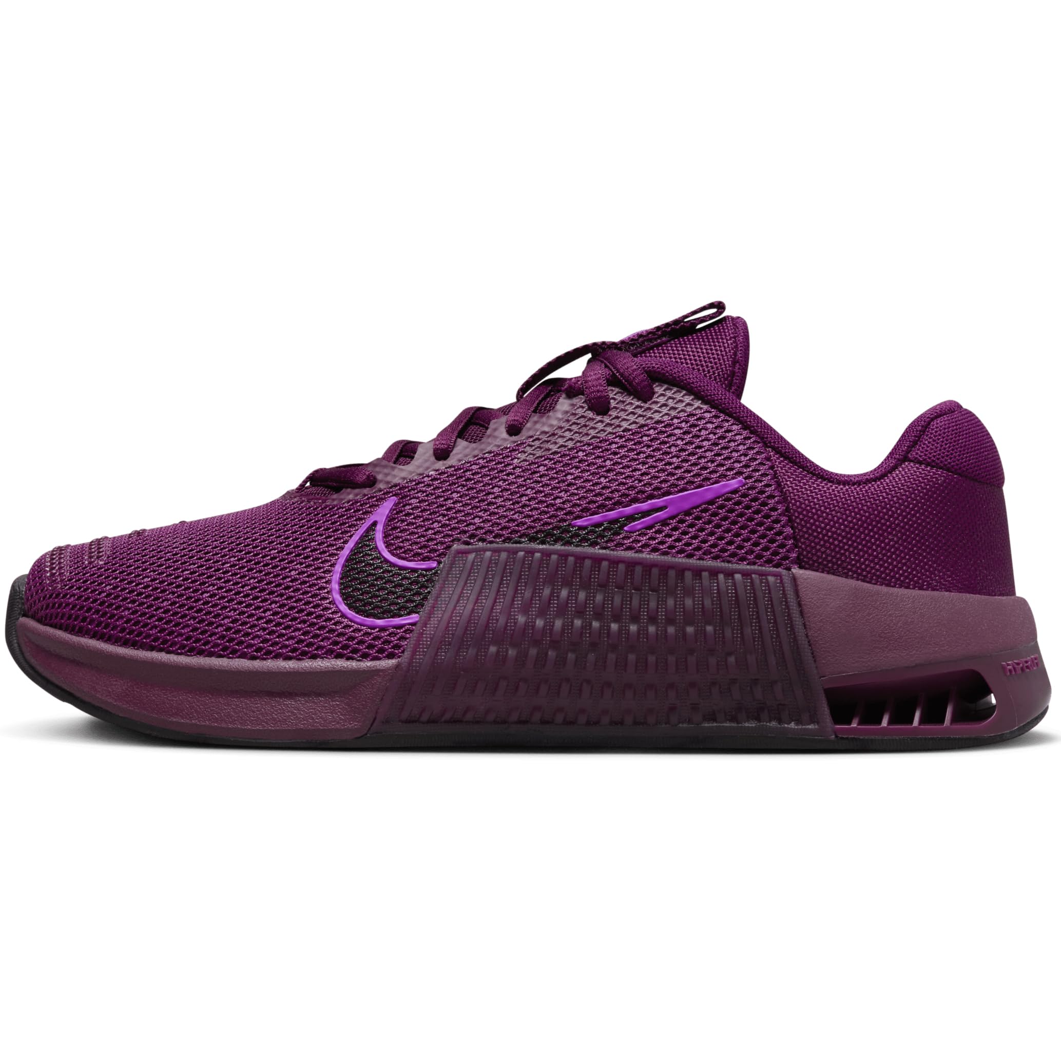 NIKE Metcon 9 Amp Women's Workout Shoes, Bordeaux Vivid Purple Volt Black, 8.5