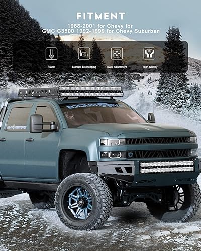 Vista 90 de OCPTY Espejos de remolque con calefacción, retrovisores laterales izquierdo y derecho compatibles con 2007-2013 para Chevy Avalanche 1500 Suburban