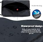 Travel Toiletry Bag for Women and Men, Water-resistant Shaving Bag for Toiletries Accessories, Foldable Storage Bags with Divider and Handle for Cosmetics Toiletries Brushes Tools, Black, 8.6L×3.1W×
