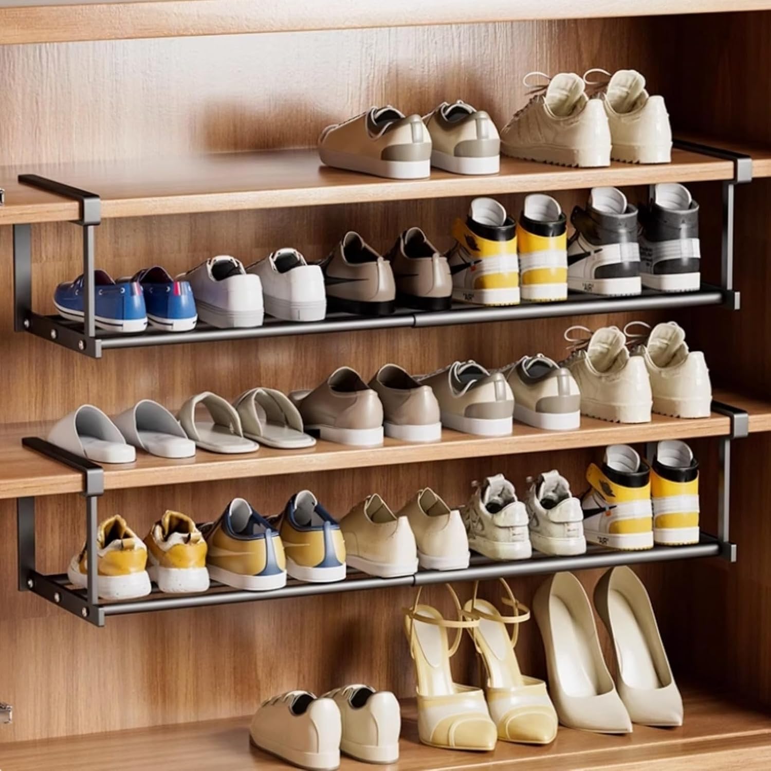 Amazon.com: qiyue Multi-Functional Telescopic Shoe Rack for Home use ...