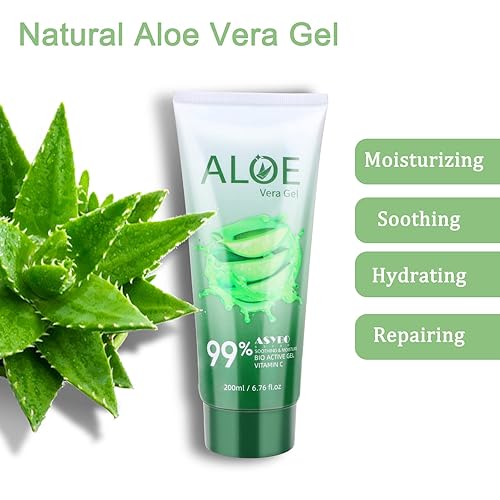 Miniatura 3 de Gel de aloe vera de 200 x 0.1 fl oz, 99% orgánico puro aloe vera hidratante facial y corporal, crema de aloe natural para piel seca, quemaduras