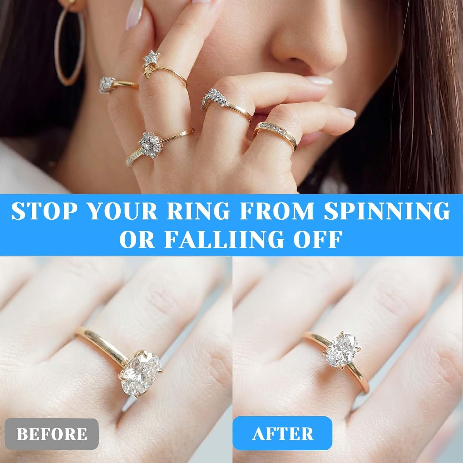 Ramalto Ring Sizers for Loose Rings – 16 Pack Invisible Ring Size Adjusters with Insert & Spiral Guards, Reduce Size by 0.5–1 & Stop Spinning, Fits Bands 1-8mm, Unisex Tighteners No Resizing Needed