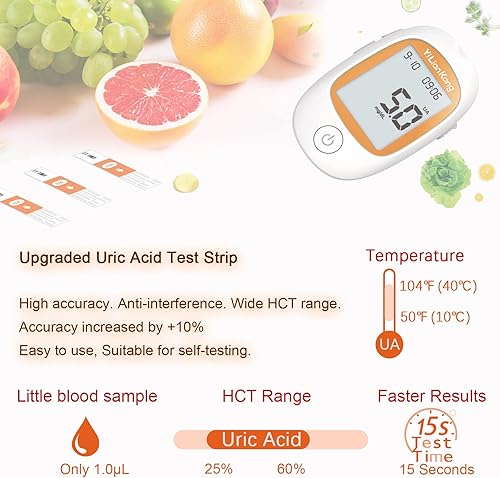 Miniatura 6 de Kit de prueba de ácido úrico, monitor de ácido úrico, 25 tiras de prueba de ácido úrico, lancetas, medidor de ácido úrico, para el hogar, obtén
