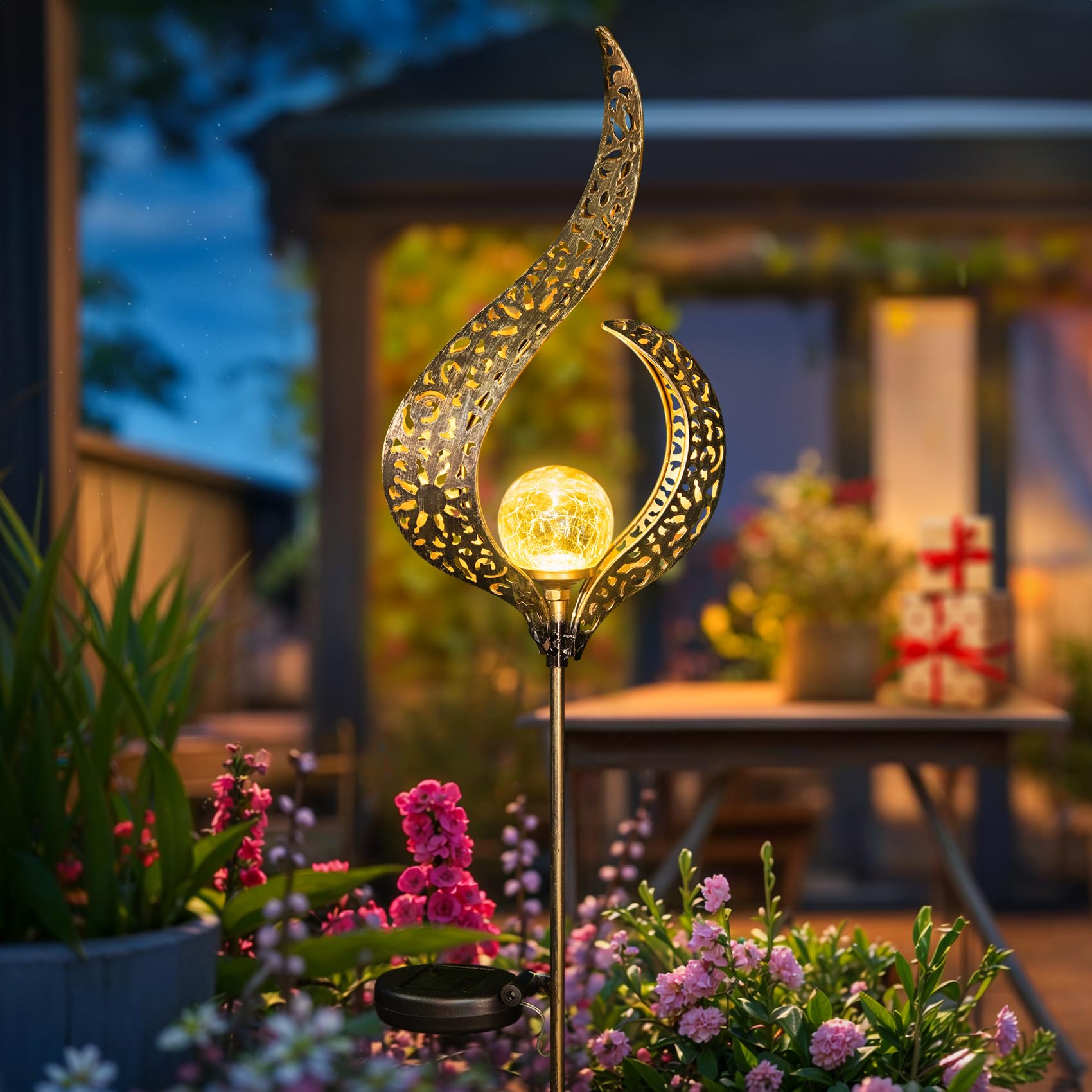 HOMEIMPRO Luces solares de jardín impermeables para exteriores, regalos para mamá, papá, arte de patio, camino, adornos de césped, decoración al aire libre, regalos de cumpleaños para esposa y mujeres