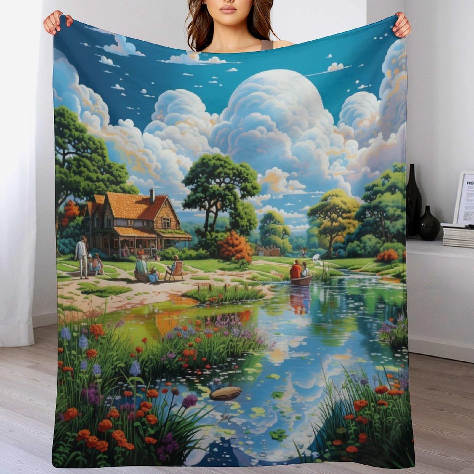 Couvertures flannel douces Paradis 130x180 cm pour canapé