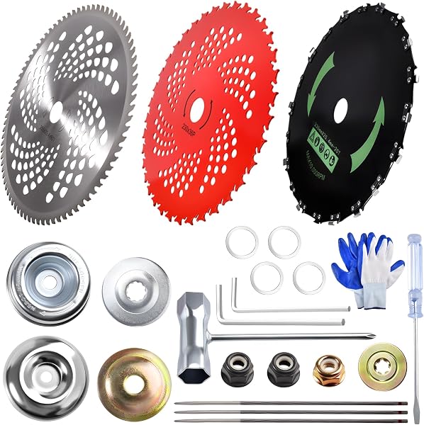 Lames de débroussailleuse à pointe carbure, 9 et 10 pouces, 36, 20 et 80 dents, kit d'adaptateur, lot de 3