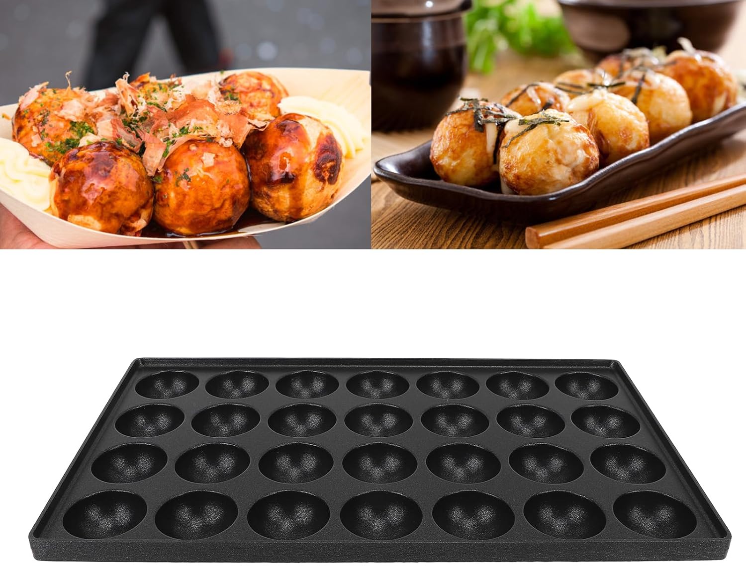 28 Holes Takoyaki Maker, Nonstick Aluminum Kitchen Frying Pan, Octopus Meatballs Baking Tray with Hole Diameter 4cm, Versatile Cooking Tray for Meat Balls, Quail Eggs