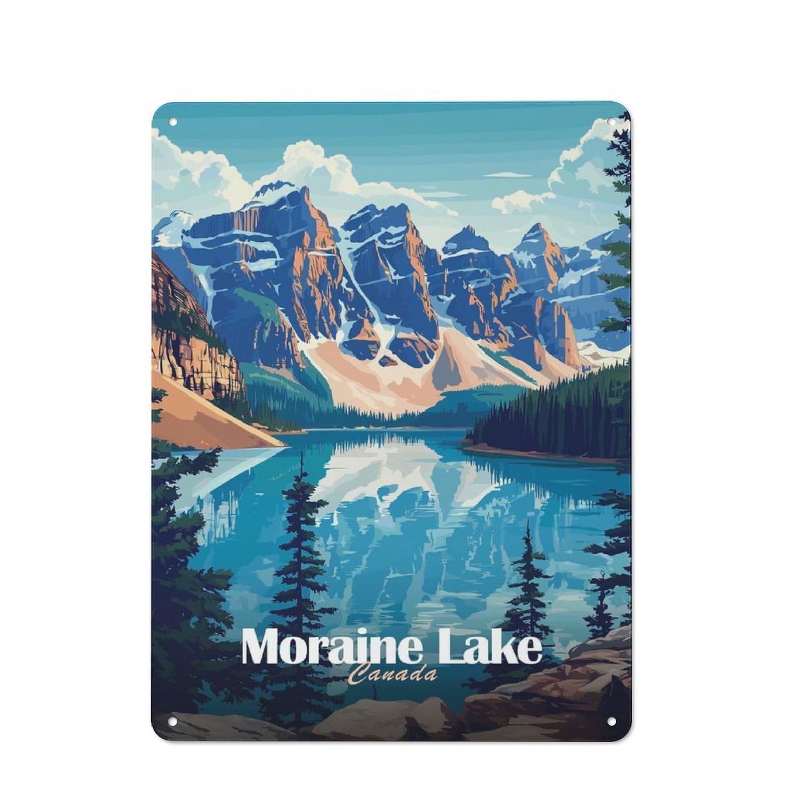 Junmoney Style-18 Rustic Metal Sign With Moraine Lake, Canada Design 40X30cm, Country Vintage Cottage Wall Art For Kitchen, Cottage, Porch Or Garden Room
