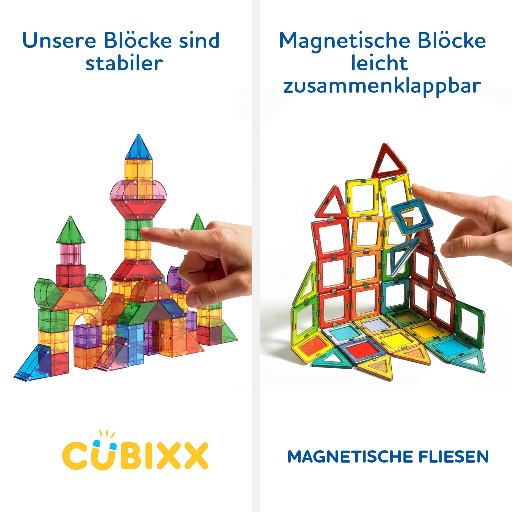 Cubixx - 3D Magnetyczne klocki dla dzieci od 3+ lat, kreatywna zabawka edukacyjna w 64-częściowym zestawie, magnetyczna zabawka konstrukcyjna dla dziewcząt i chłopców, zabawka Montessori STEM