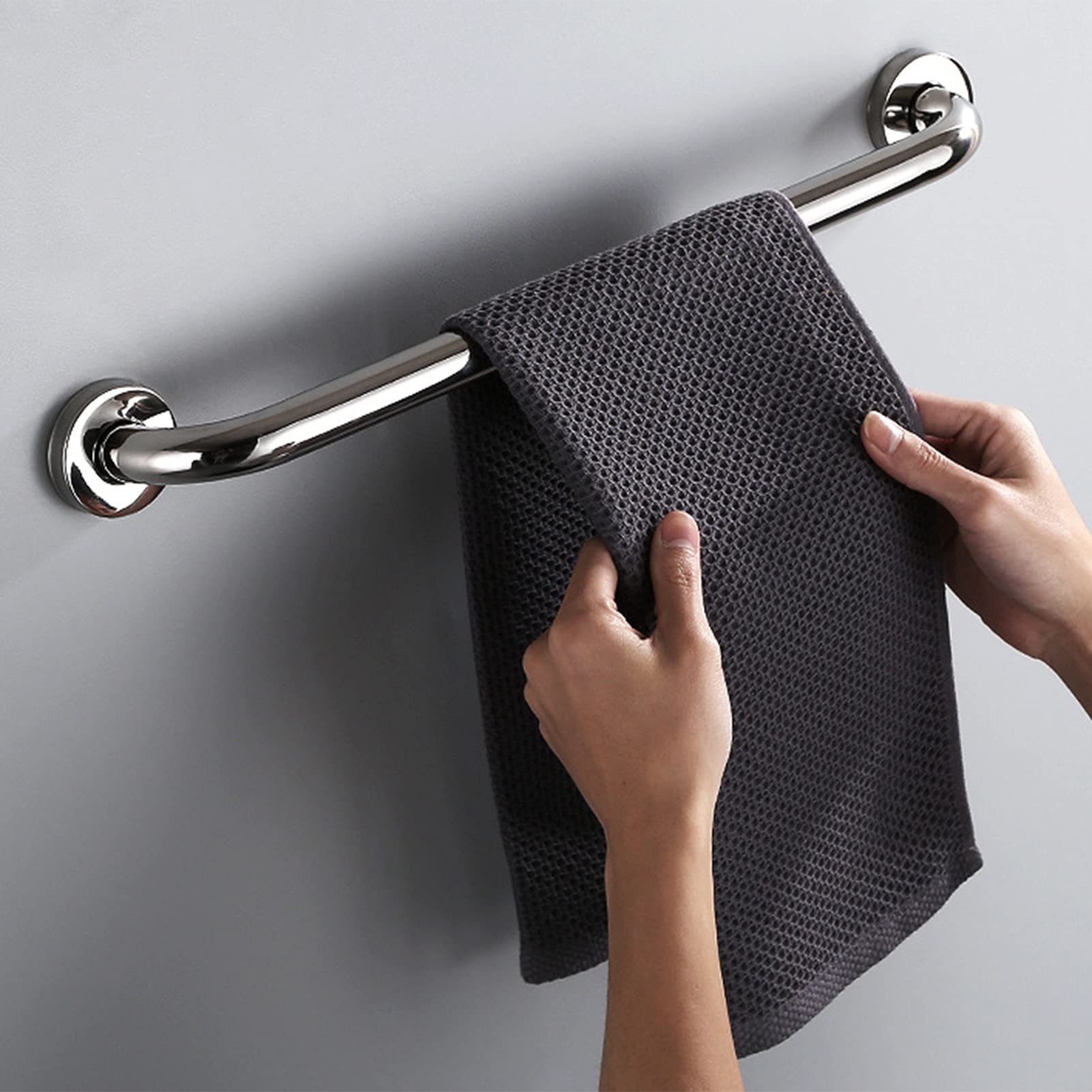 Maniglioni di Sostegno per Bagno, Maniglia Antiscivolo per Anziani e disabili, corrimano di Sicurezza con Specchio Luminoso e Barra Antiscivolo (50 cm)