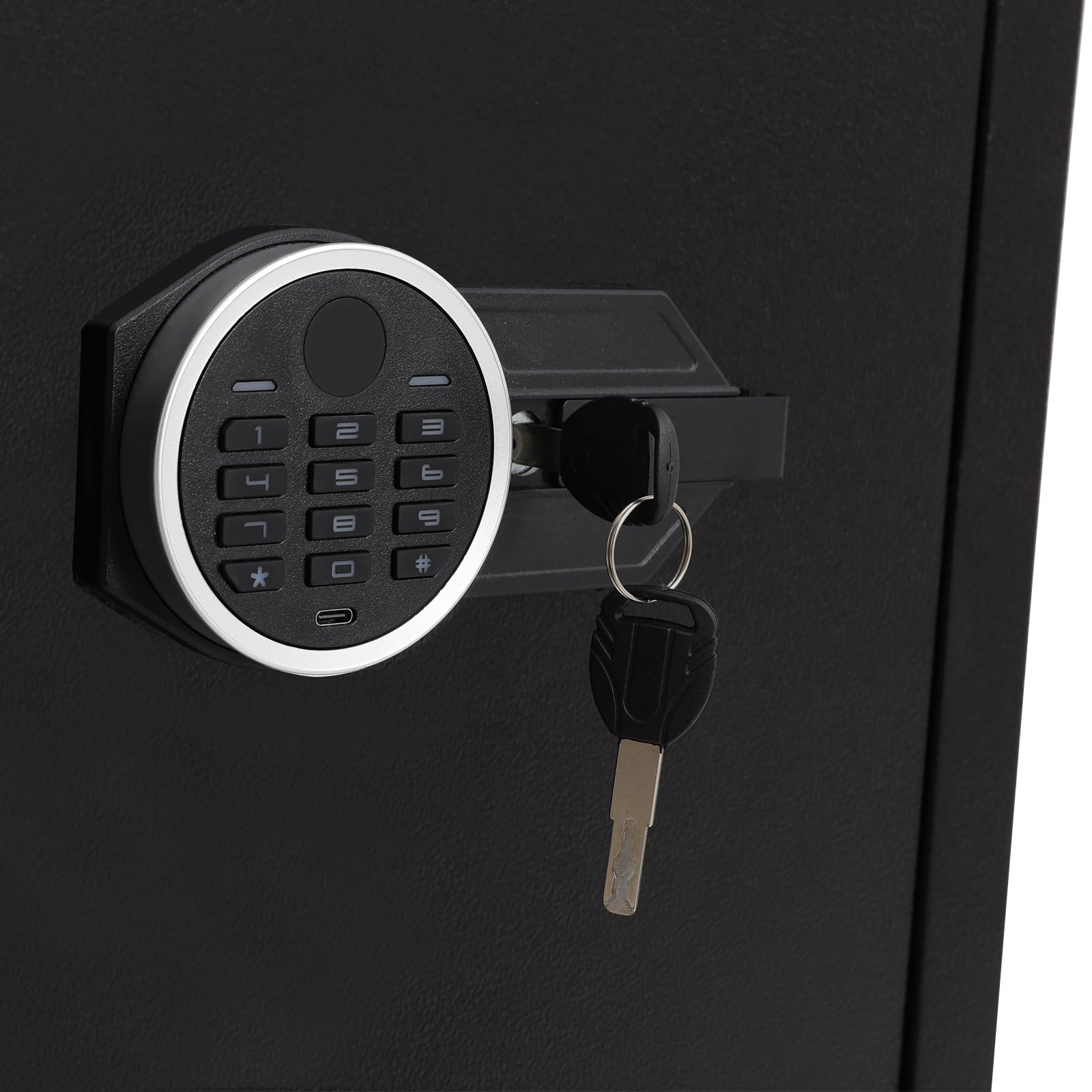 Piccola cassaforte per casa, cassaforte con password + chiave, a doppio piano, per ufficio e casa, allarme in caso di errore, luce LED, 36 x 30 x 40 cm
