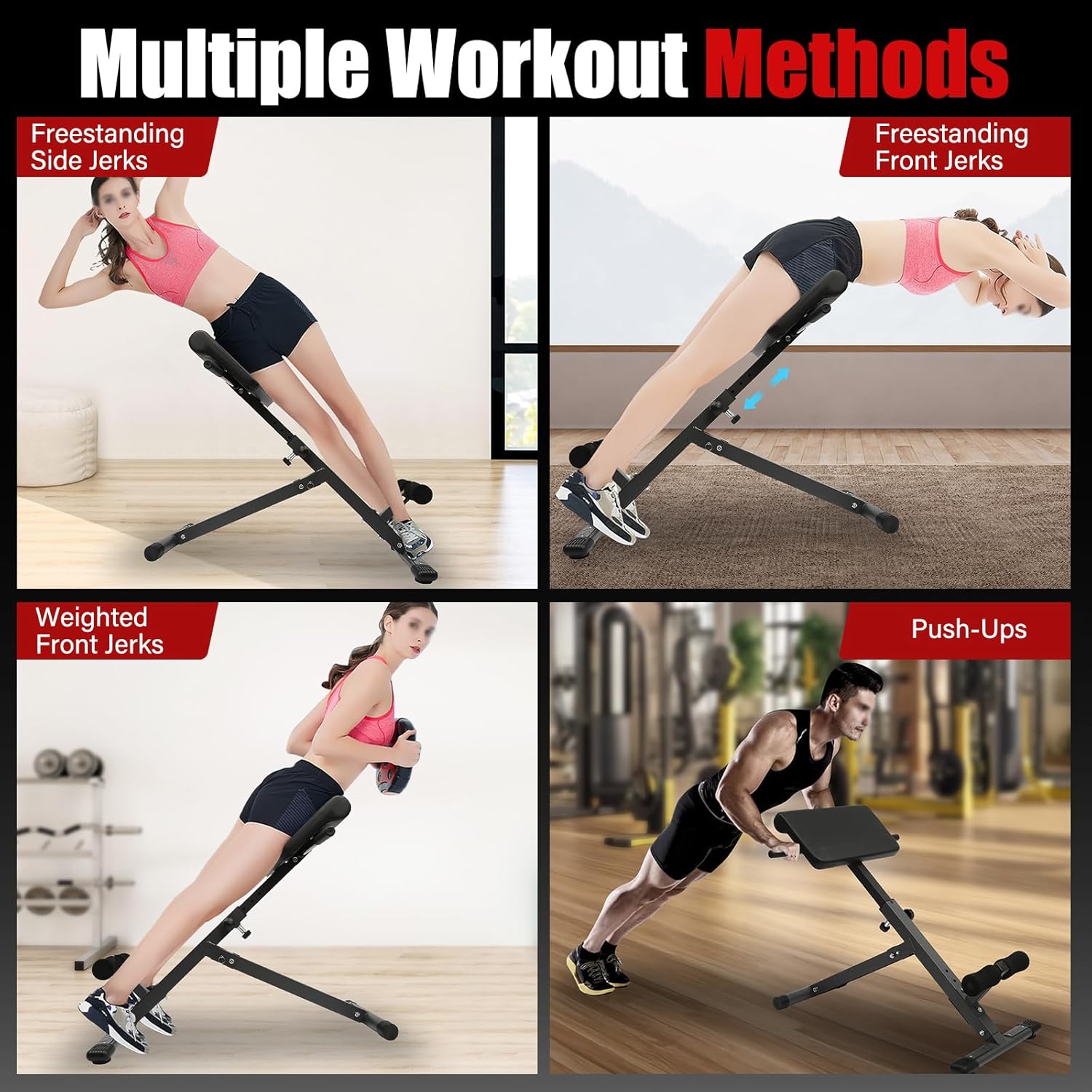 Roman Chair Back Extension Machine Foldable 5 Position Adjustable Sit up Exercise Multi-Functional Hyperextension Bench Workout Equipment Ab Machine Angle Height Adjust 330LBS Heavy-Duty for Home Gym