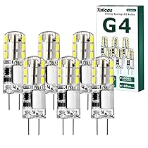 Tailcas G4 LED Lampadina, 1.5W Equivalenti a 20W Lampada Alogena, AC, DC 12V, Bianco Freddo 6000K, 180LM Mini Lampadine LED G4 (9mm * 36mm), 6 Pezzi Non Dimmerabile, per Incasso Faretti, Lampadario