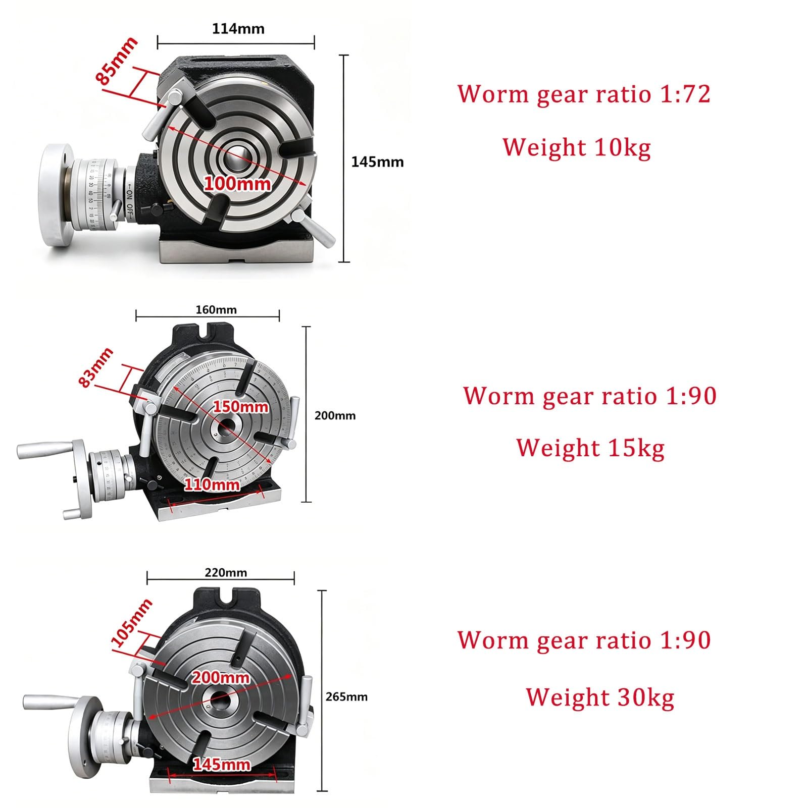 Tavola Rotante Orizzontale E Verticale 6" (150 Mm) Con Piastre Divisorie E Attacco A 4 Cave A T In Ghisa Per Fresatrice Lavorazioni Di Precisione(100mm)
