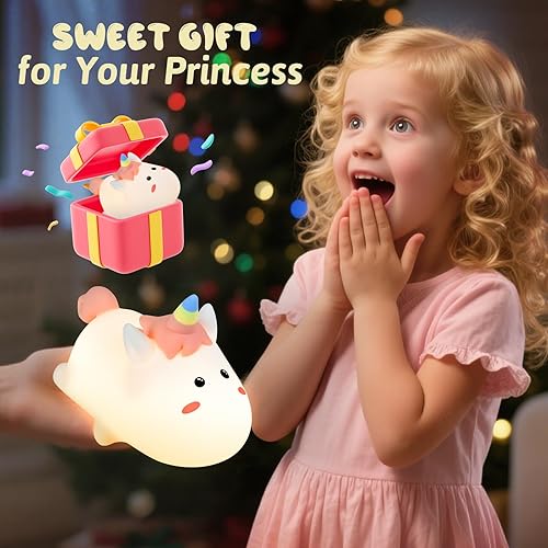 Miniatura 3 de Dealswin Luz nocturna para niños, bonita lámpara táctil de animales, luz de noche LED de silicona que cambia de color, lámpara de mesa, lámpara de