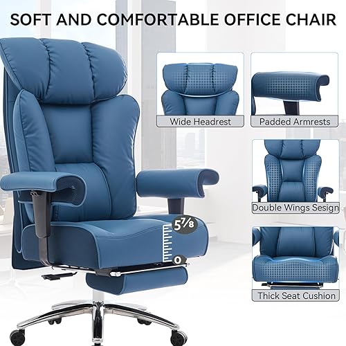 Miniatura 4 de Efomao Silla de oficina de escritorio, silla de oficina ergonómica con reposacabezas ajustable y soporte lumbar, silla de escritorio de computadora