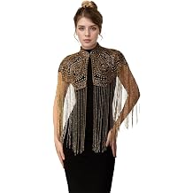 1920s Sequin Shawl Wraps for Women Long Fringed Beaded Evening Capelet Art Deco for Evening Dresses Wedding Party