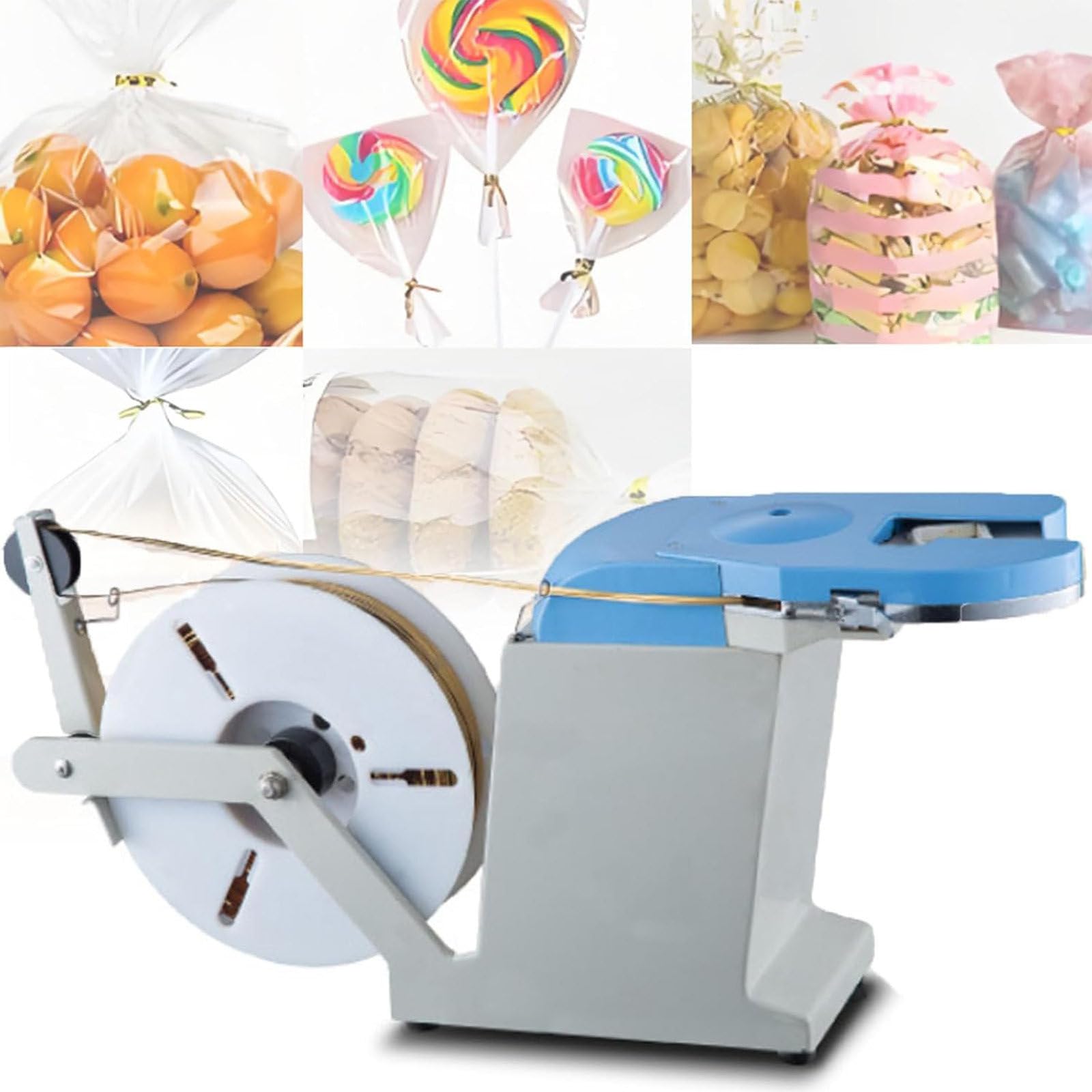 Halbautomatische Bindemaschine zum Verschließen von Beuteln, 40 Krawatten/Minute, Bündeldurchmesser 0,1-1,2 mm, ideal für Lebensmittelverpackungen und Bündelung
