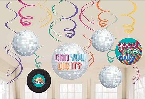 Miniatura 9 de Paquete de 12 remolinos retro de los años 80 (5 y 7 pulgadas), paquete de 12 remolinos de papel multicolor y papel de aluminio, perfecto