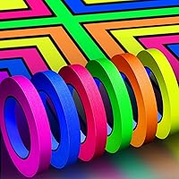 Vista 12 de Whaline Cinta de tela Gaffer de neón de 6 colores, cinta fluorescente de luz negra UV para fiestas UV (0.6 pulgadas x 16.5 pies)