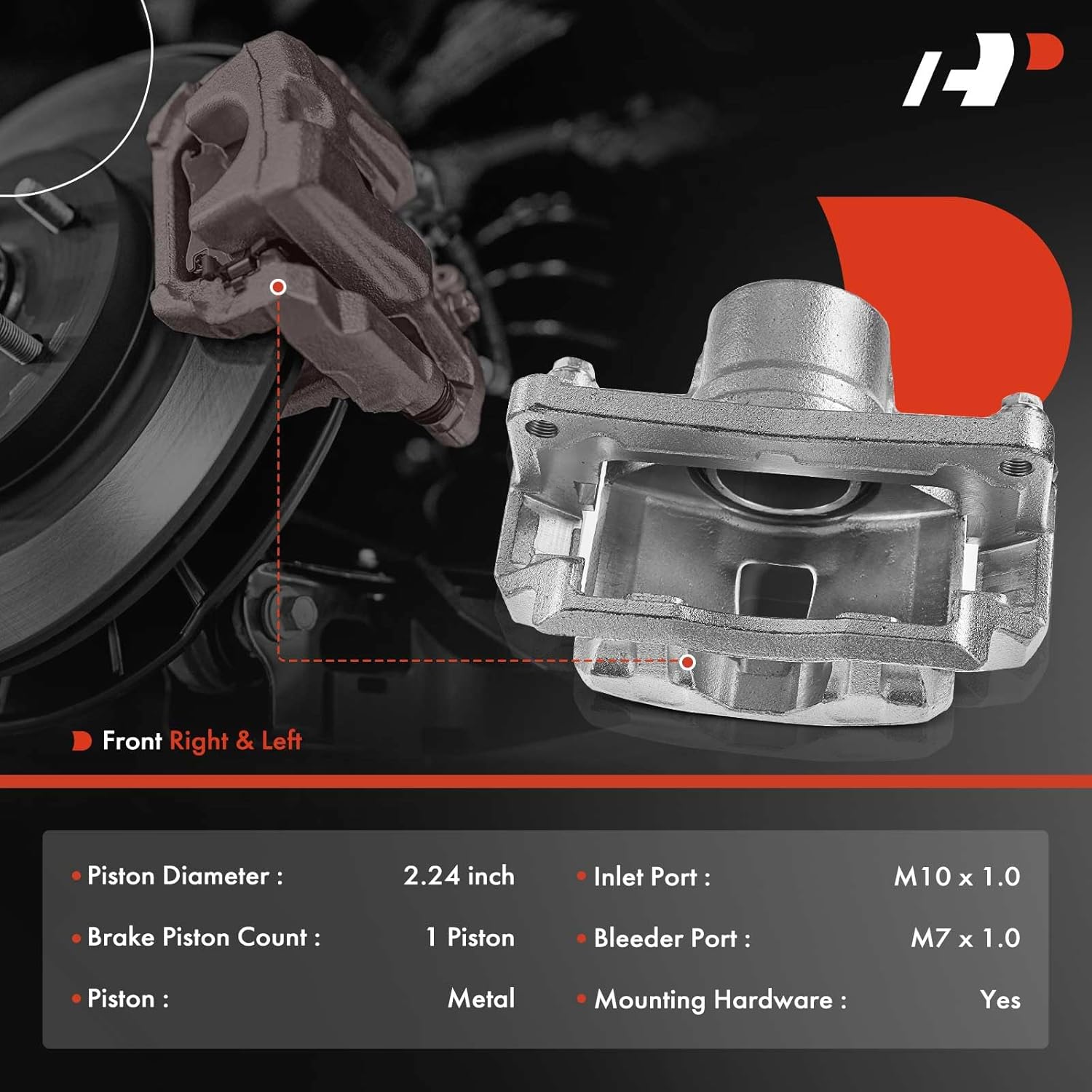 A-Premium Disc Brake Caliper Assembly with Bracket Compatible with Select Subaru Models - Impreza 1997-2001, Legacy 1997-1999, H4 2.2L - Front Driver and Passenger Side, 2-PC Set