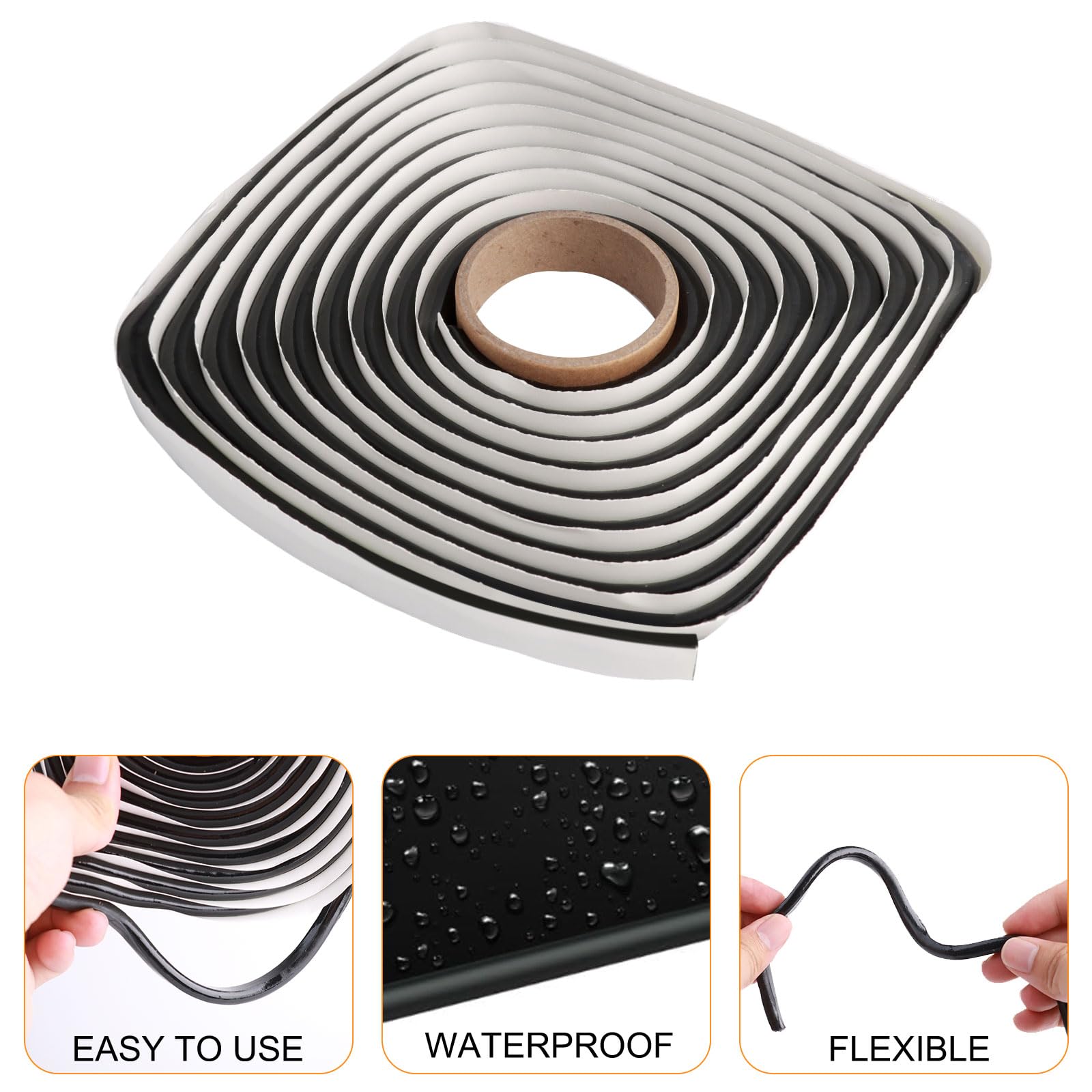 1 Piece Butyl Sealant Tape 9.5mm Diameter x 13ft, Black Butyl Sealant Rubber, Headlight Sealant - Image 4