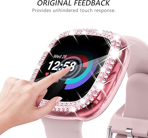 Miniatura 4 de CHANCHY Paquete de 4 fundas protectoras de pantalla compatibles con Fitbit Versa 4, funda protectora completa de TPU suave, marco de diamantes de