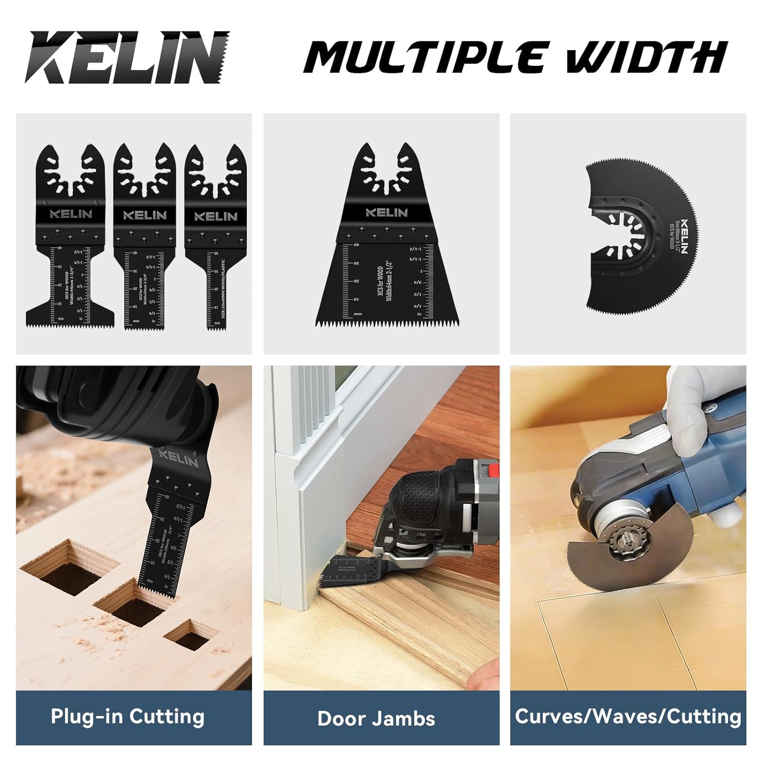KELIN 120 PCS Multitool Blade Kits Cutting and Sandpaper Oscillating Tool Accessories Universal Oscillating Saw Blades, 11 Types Blades Compatible with Dewalt Bosch Dremel Milwaukee