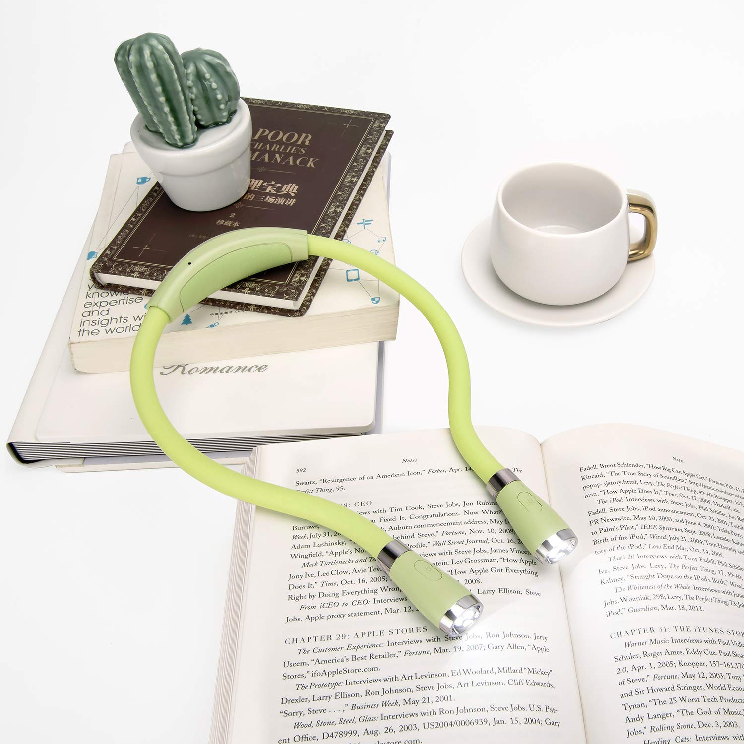 Nackenbuch-Licht LED Leselampe USB wiederaufladbar Freisprecheinrichtung 4 LED Birnen 4 einstellbare Helligkeit zum Lesen im Bett oder Lesen in Autolampe Grün grün