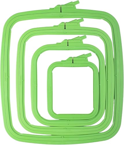 Miniatura 35 de Nurge Aro cuadrado para bordar, marco de punto de cruz de plástico para punto de aguja y bordado, aro ajustable para manualidades, color azul, n.º 2