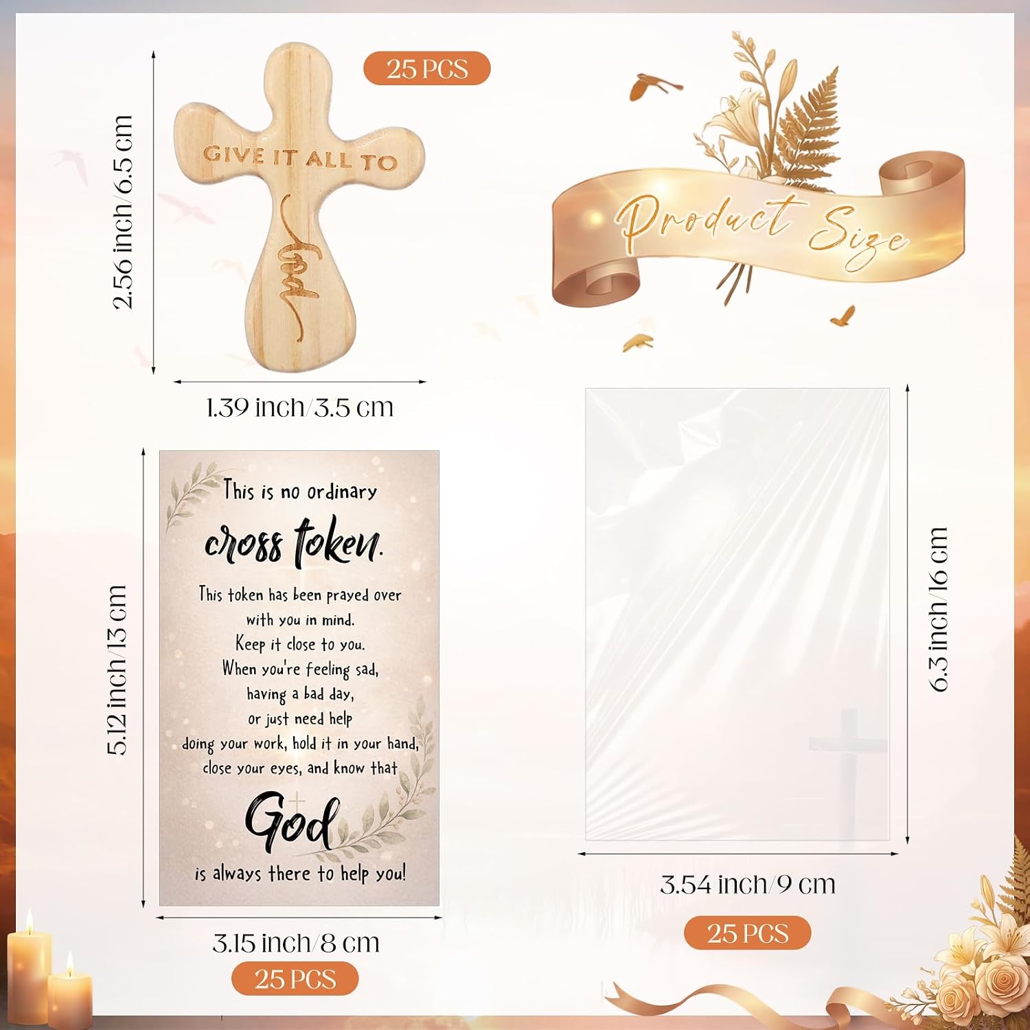 CraftyDream 25 Set Christian Gift for Women Give It All to God Natural Wood image 2